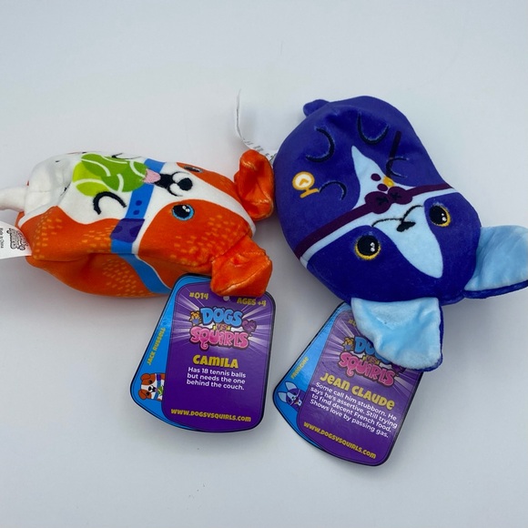 Dogs Vs Squirls Mini Plush Bean Bag Dogs Camila 14 Jean Claude 6 Squirrels Pups - Picture 3 of 3